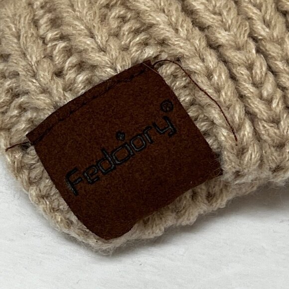 Chunky Knit Beanie Tan Beige Warm Fall Winter Bohemian Boho Grunge Alt - Picture 2 of 6